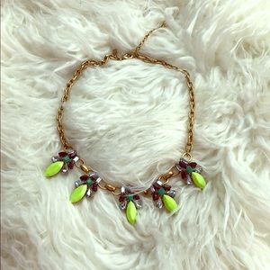 J. Crew lime navy statement necklace
